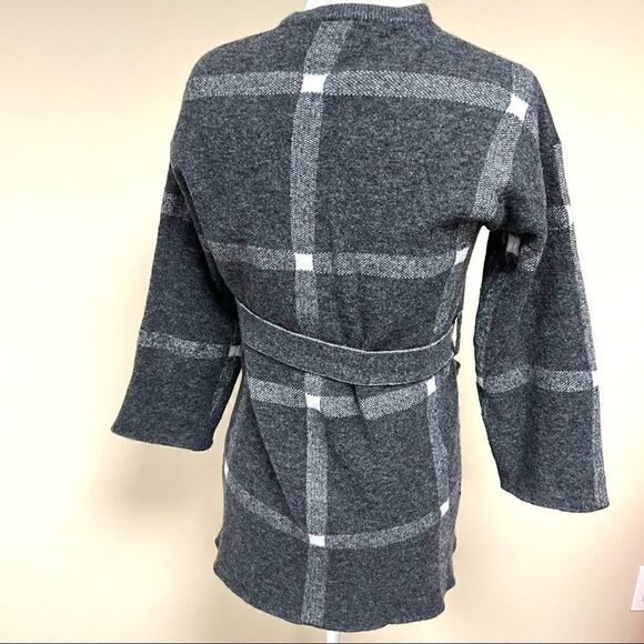 Banana Republic grey wool blend windowpane wrap jacket.  XXS - Picture 5 of 8
